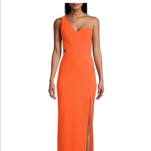 Aidan by Aidan Mattox orange cutout column gown - Picture 14 of 14